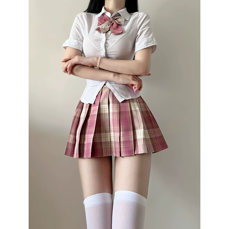 Угольно-серая униформа JK, черный шелк, чистое желание, сексуальная рубашка с облегающей талией, комплект с короткой юбкой JK, летняя.