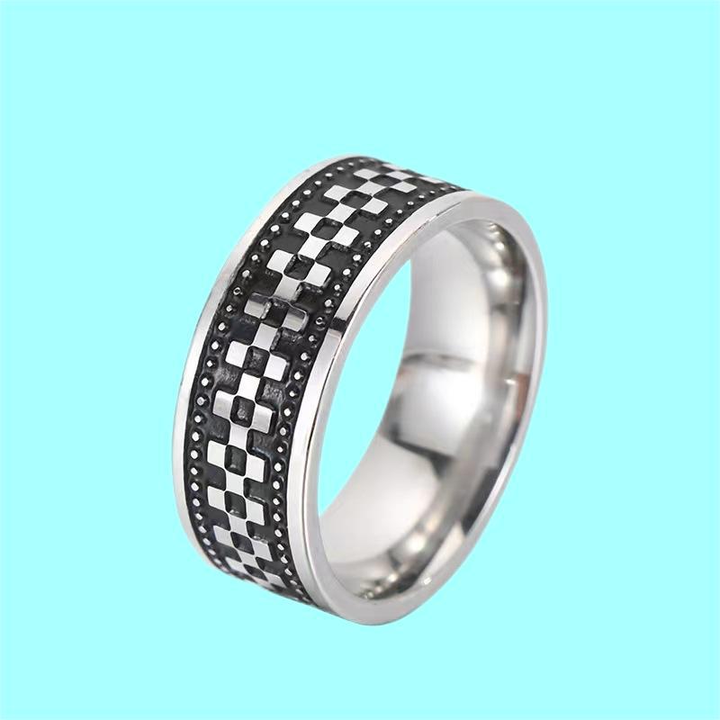 10g Weight Rings Classification 1 Piece Quantity Holiday, Banquet, Selfie Occasion 304 Stainless Steel Material Geometric, Waves Pattern All Seasons Season Unisex Gender Retro Style Retro Geometric Waves 304 Stainless Steel Unisex Rings Men Band Rings 14