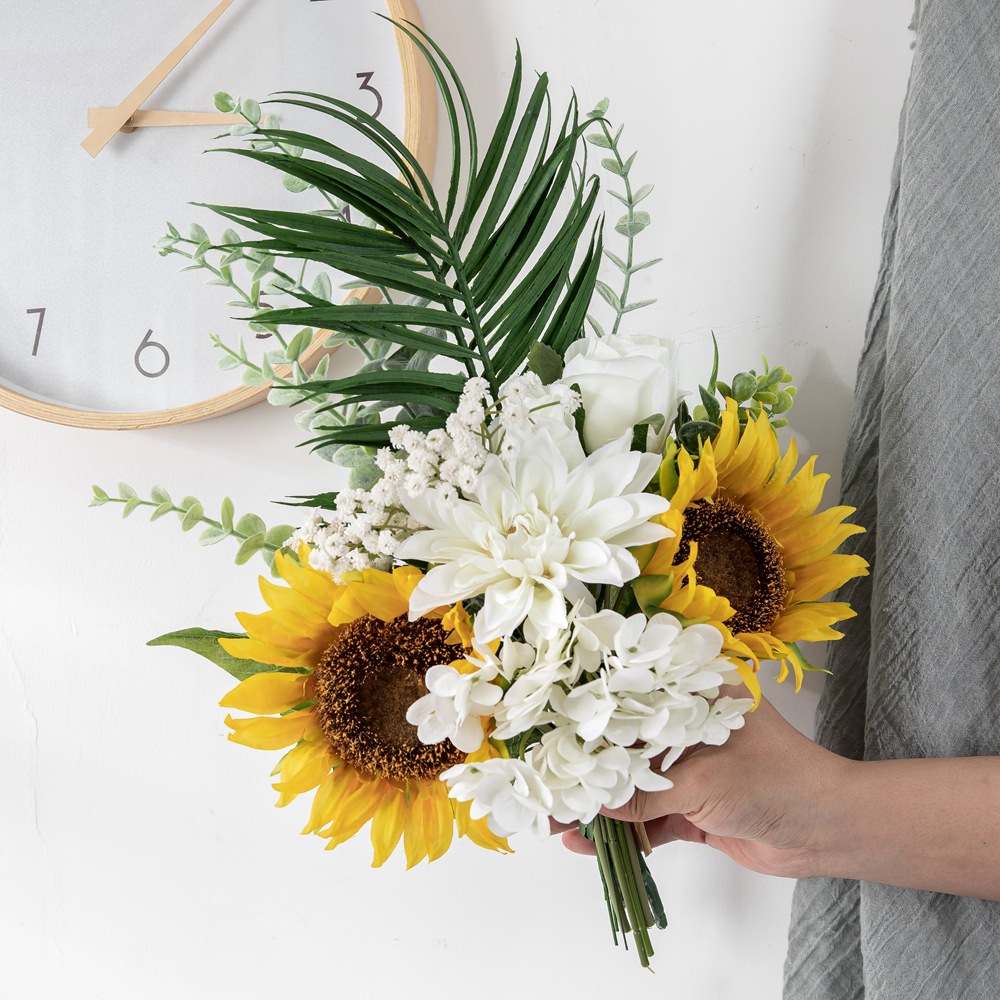 植物批發婚慶向日葵手札花束仿真花廠家假花綠裝飾INS風CF8001