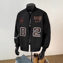 2025春秋新款重工艺刺绣夹克男潮牌痞帅字母街头风美式复古棒球服