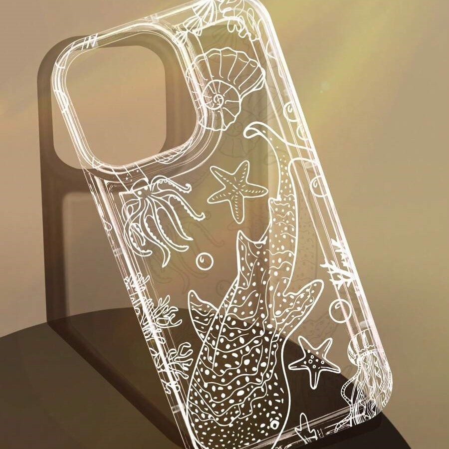 Concha de ballena blanca para Apple 16promax funda para teléfono móvil 15plus transfronterizo 14pro airbag 13 transparente