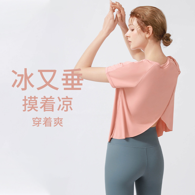 2026 New Yoga Cover-Up Sports Top for Women, Summer Ice-Feel Back Slit Quick-Dry Yoga Wear Short-Sleeve T-Shirt 2026 New Yoga Cover-Up Sports Top for Women, Summer Ice-Feel Back Slit Quick-Dry Yoga Wear Short-Sleeve T-Shirt