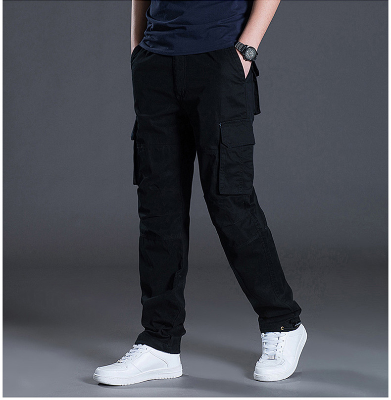 Spring and Autumn/Winter Multi-Pocket Work Pants for Men - Loose Plus Size Outdoor Sports Long Pants - Pure Cotton Workwear Casual Pants