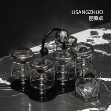 简约ins轻奢玻璃杯子喝水杯家用高颜值耐热茶杯收纳套装创意杯架