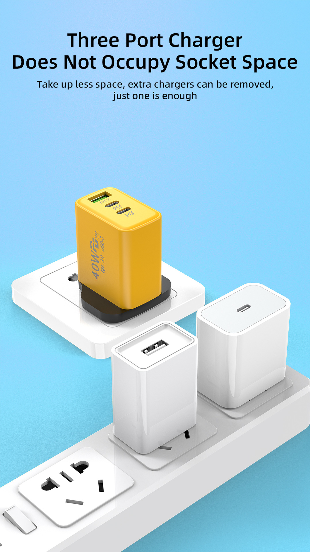 New USB+2PD Type-c Mobile Charger Multi port American, European, and British Travel Fast Charging Head_voghion.com