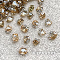 香槟色堆钻球美甲饰品秋冬成品堆堆钻爱心冰糖椭圆雪花超闪美甲钻