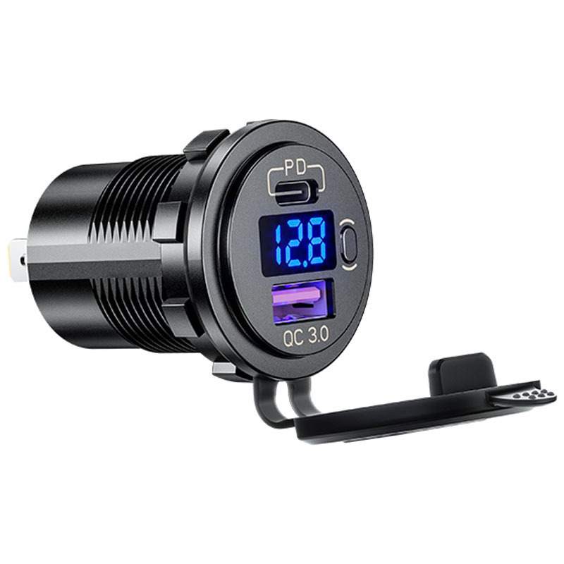 クロスボーダー新製品車載携帯電話充電器PD QC3.0改造車充電電圧表示スイッチ付き車充電|undefined