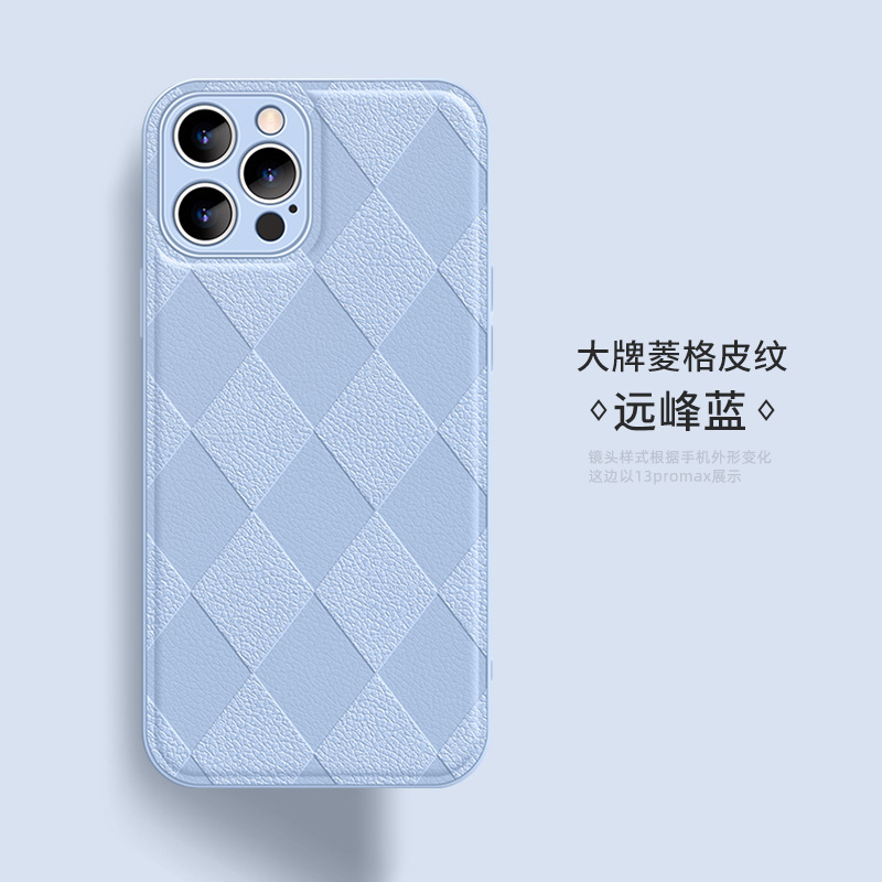 A cuadros de color sólido para Apple 14 teléfono caso 13pro Max piel de oveja iphone12/11 duro caso hembra XS