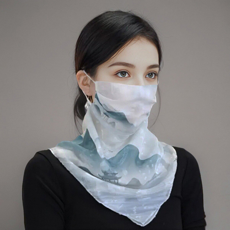 Gesichtsbedeckung aus Eisseide, Schal/Maske für Damen, Sonnenschutz-Gesichtstuch, Nackenschutz für den Sommer, UV-Schutz beim Autofahren_voghion.com