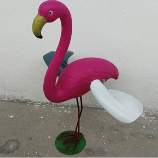 Realistic Simulation Garden Decoration Pink Long Legs Wind Flamingo Iron Wire Standing Removable Tropical Forest Outdoor