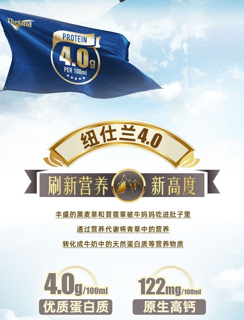 Theland纽仕兰4.0g蛋白高钙全脂纯牛奶250ml*24新西兰进口批发-阿里巴巴