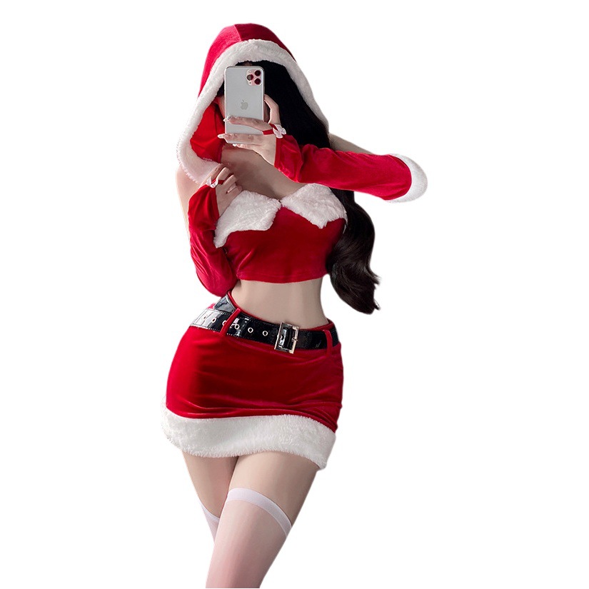 Xian Yi Christmas Women's Group Stage Performance Suit Nightclub Christmas New Year's Gown plus size Hip Skirt suit S18