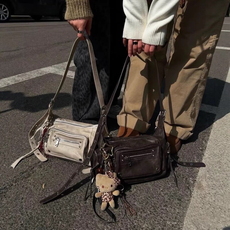 Retro Versatile Neutral Large-Capacity Multi-Flap Pocket Pants Crossbody Bag 2025 Autumn and Winter New Sexy Motorcycle Bag Shoulder Bag for Women Retro Versatile Neutral Large-Capacity Multi-Flap Pocket Pants Crossbody Bag 2025 Autumn and Winter New Sexy Motorcycle Bag Shoulder Bag for Women