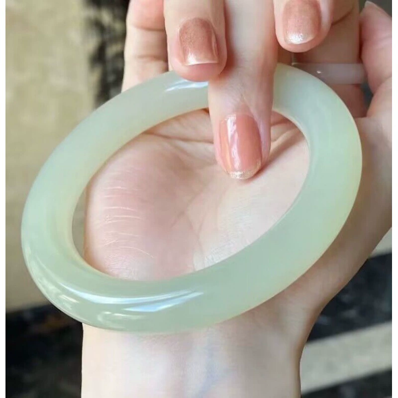 Природный Синьцзян-Хетянь нефритовый браслет сине-белый нефритовый браслет женский круглый нефритовый браслет красоты