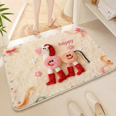 Avtomobil döşəmə paspasları – Absorbent Foot Mats Stain-Resistant Bathroom Door - childhood-sweetheart-4060cm-thick-imitation-cashmere