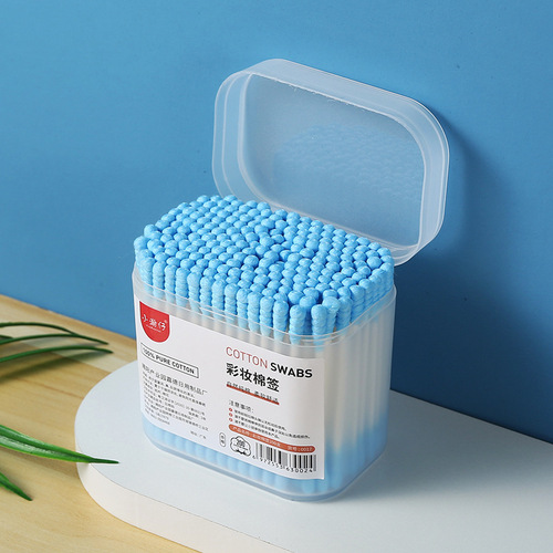 Small Hanzi 200 pieces sandpaper-style cotton swabs, colored double-ended disposable cosmetic cotton swabs, sharp tip, ear cleaning for home use