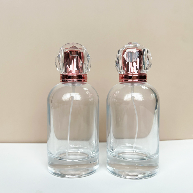 现货B243-100m简约圆瓶透明玻璃香水瓶化妆品分装瓶/按压喷雾空瓶