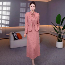雪花绒新中式两件套连衣裙2025秋季新款高级显瘦气质外套国风套装