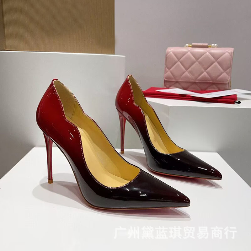2025夏季新款牛漆皮高跟浅口鞋尖头鞋多色制鞋欧美大码细跟女鞋子|undefined