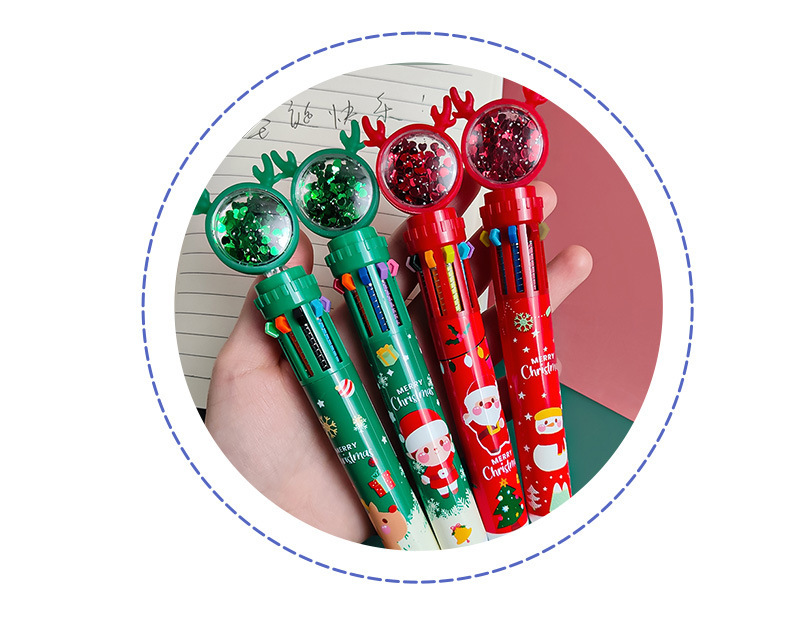 Multi-farbe Kreative Weihnachten Student Schreibwaren 10 Farben Kugelschreiber display picture 2