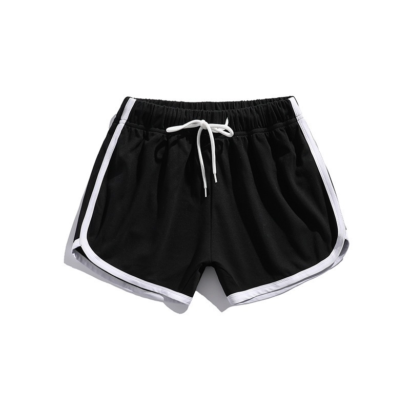 Summer Thin Pure Cotton National Fashion 80 s Vintage Hot Pants Shorts Nostalgic Running Breathable Sports Three-part Pants Black