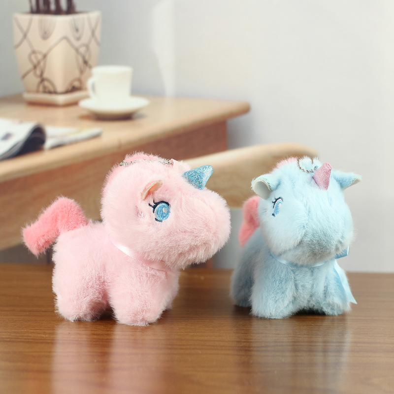Lindo colgante de unicornio juguete de peluche bolso de muñeca colgante muñeca llavero máquina de agarre de boda muñeca pequeña