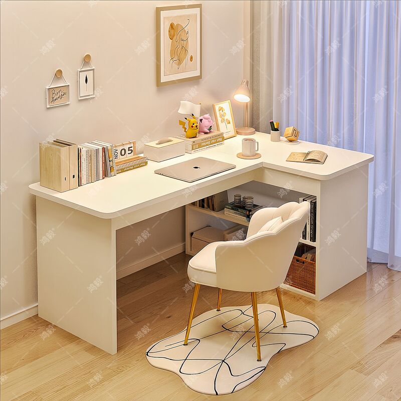 Corner Desk and Bookcase Integrated Corner Desk with Double-Layer Shelves for Storage, Study Writing Desk, Study Room Office Computer Desk Corner Desk and Bookcase Integrated Corner Desk with Double-Layer Shelves for Storage, Study Writing Desk, Study Room Office Computer Desk