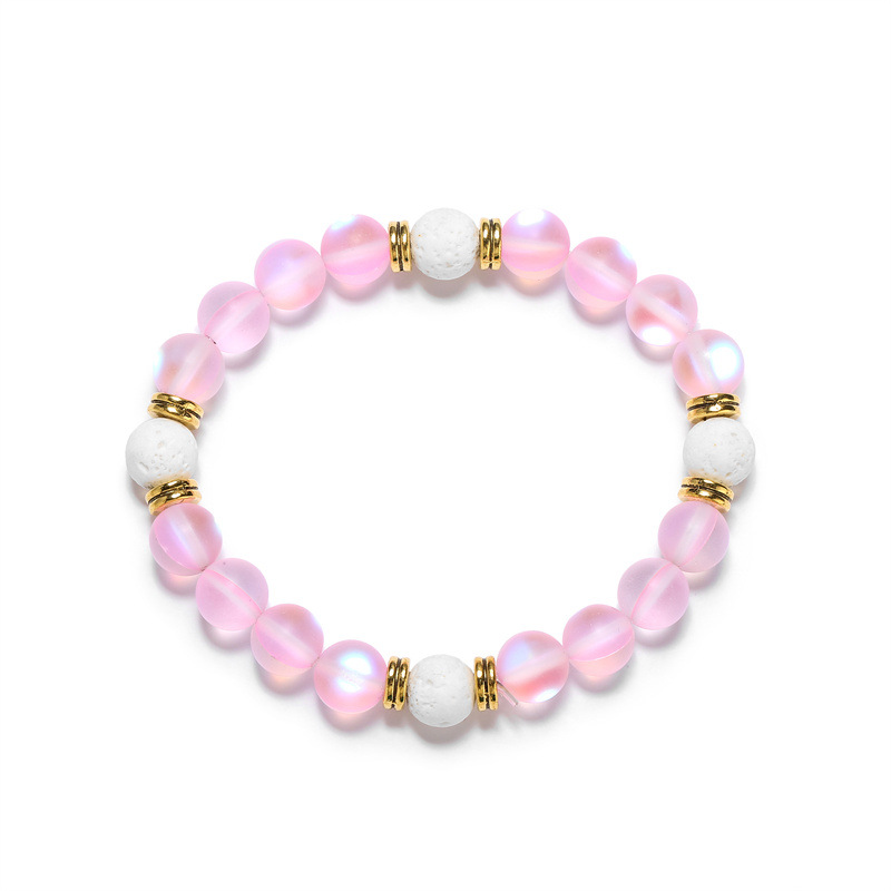 Pulsera de cuentas de piedra de ágata de cristal Rosa transfronteriza europea y americana Moonstone turquesa pulsera de cuentas de hilo elástico para hombres y mujeres