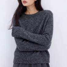 人间棉花糖～3股加厚康宝莱amara丝羊绒混色ab纱極简圆领针织衫女