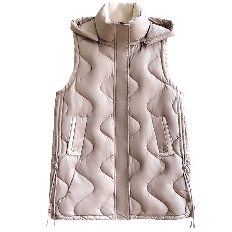 Chaleco de algodón de pluma, chaleco de mujer largo, otoño y invierno 2024 nuevo estilo coreano de algodón suelto, chaleco de algodón, chaqueta de moda
