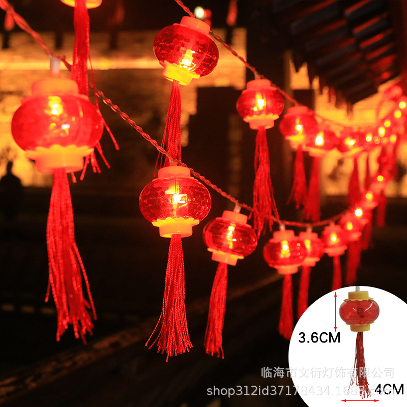 LED rojo linterna cadena cinco bendición linterna Año Nuevo Festival de Primavera linterna decoraciones linterna solar