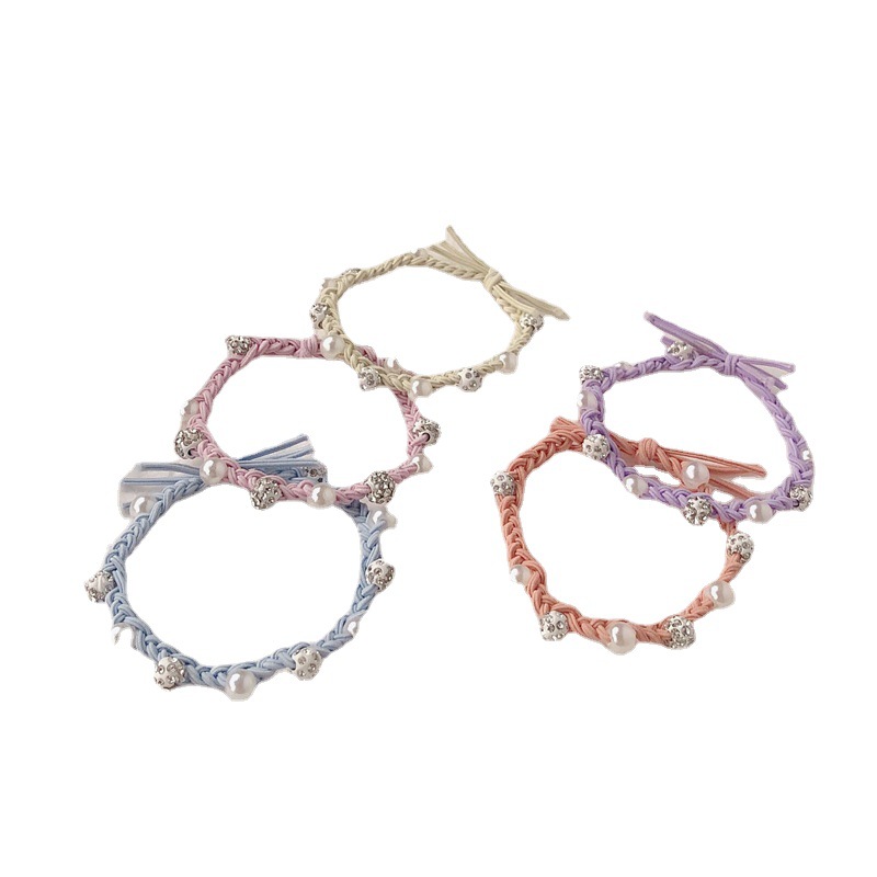 Cordón de cabeza mujer ligera de lujo temperamento torcido de alta elasticidad duradera cabello adulto atado banda de goma simple anillo de diamante