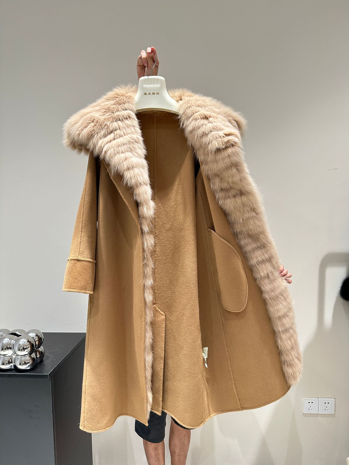 【HI FI FNK】Pure Wool Double Coat Womens Double-sided Wool Coat Long Detachable Real Fox Fur