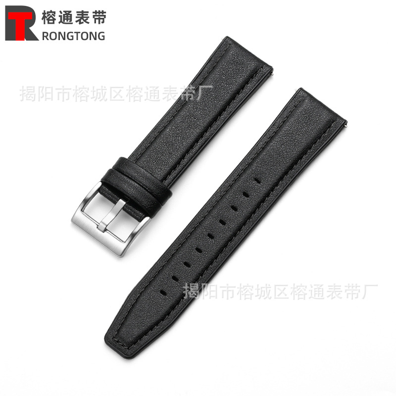 Adecuado para Huawei GT2 Samsung Galaxy suela de goma correa de reloj de cuero correa de muñeca de cuero de microfibra oreja de liberación rápida 20/22mm