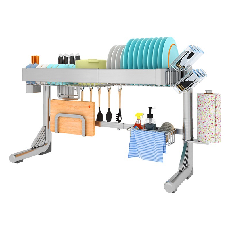 Fregadero retráctil estante de almacenamiento cocina plato multifuncional estante de almacenamiento cuchillo estante de plato fregadero estante de lavado estante de drenaje