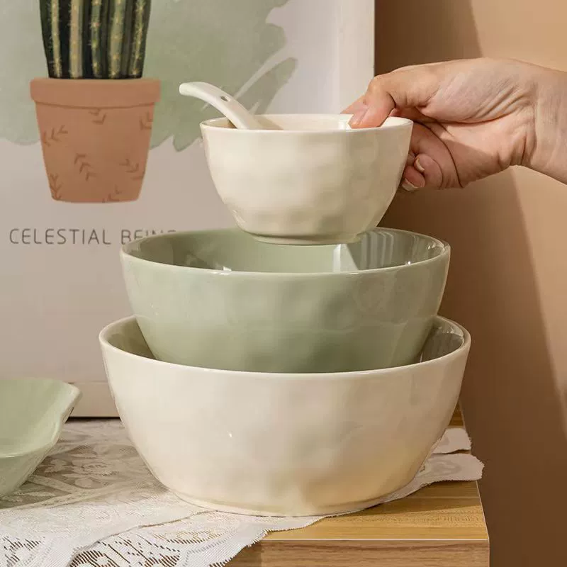 Nordic Cream Ceramic Tableware Set – High-Quality, Light-Luxury Dinnerware for Home Use