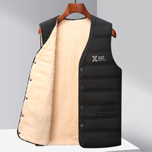 加绒马甲男士保暖打底上衣V领单排扣加厚坎肩休闲外套中青年马夹