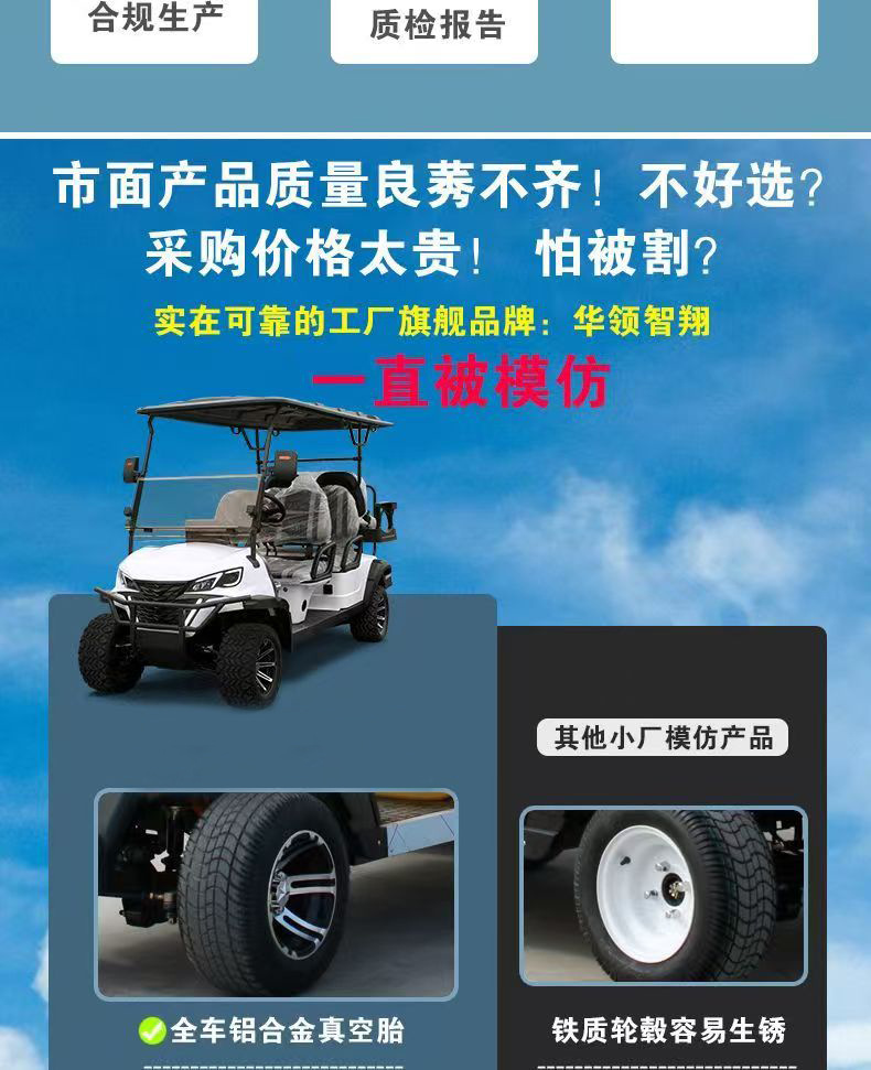 New Electric Golf Cart for Tourist Areas, Residential Communities, and Parks, 2-8 Seat Mobility Vehicle