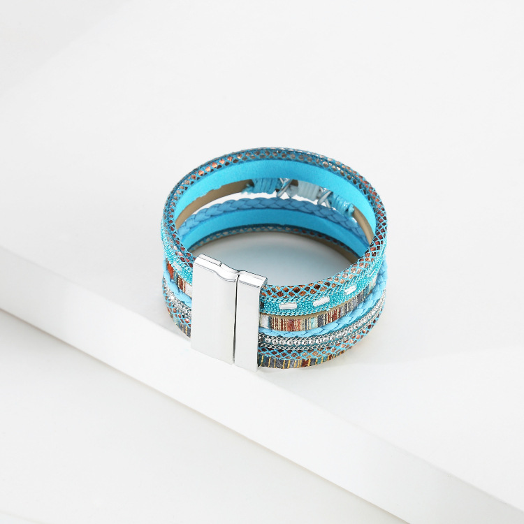 Bohemian Wide-brimmed Color Woven Multilayer Leather Bracelet Wholesale display picture 10