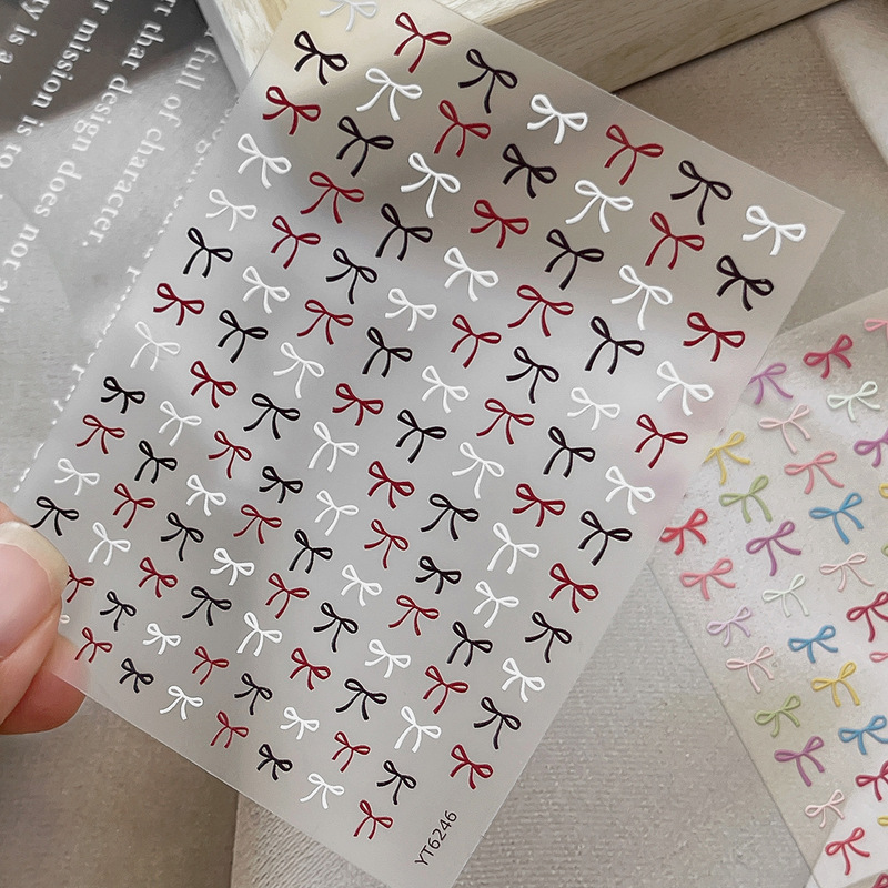 YITU蚁图浮雕蝴蝶结美甲贴纸浮雕简约风甜美流行款装饰贴纸YT6246|undefined