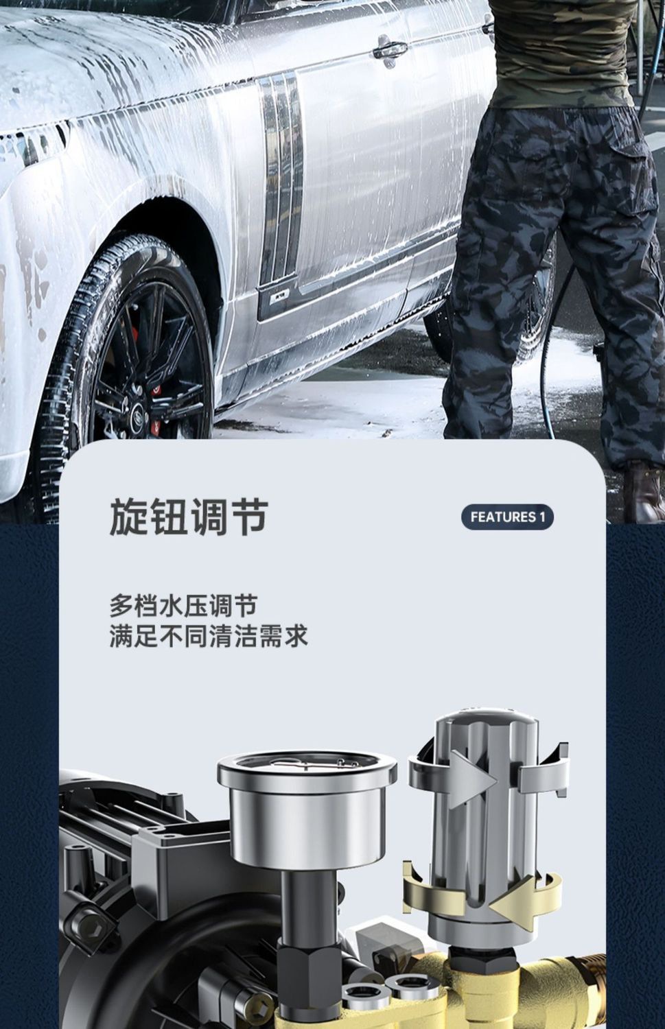 High-Pressure Car Washer Water Pump for Home Use, 220V High-Power Powerful Cleaning Machine, Car Wash Water Gun with Booster for Vehicles