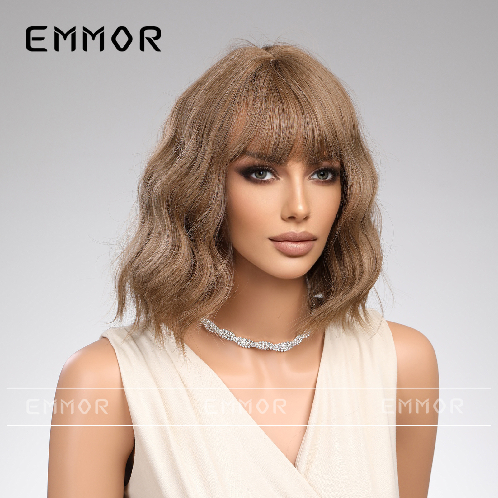 Europea y americana moda transfronteriza nueva peluca azul marrón de dos colores opcional flequillo Pelo Corto sombrero Bobo