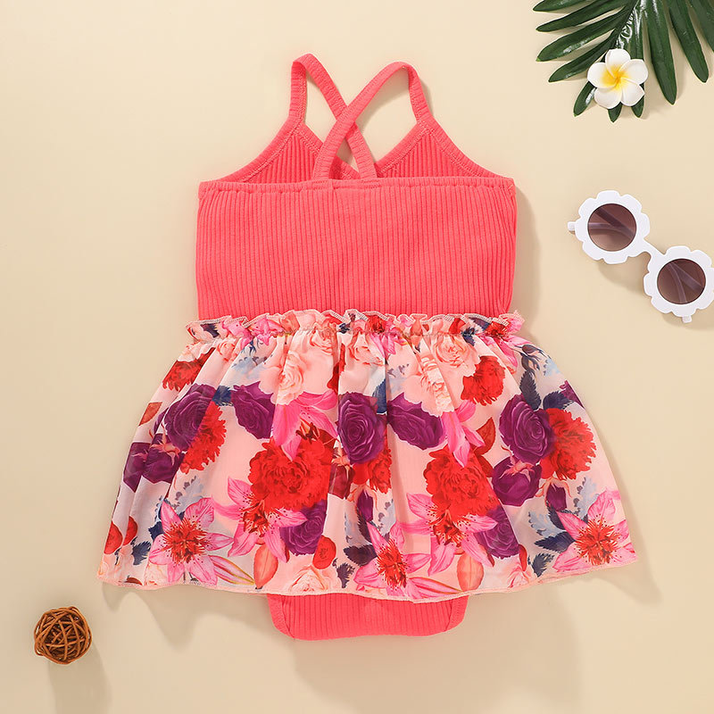 Wholesale Children's Flower Printed One-piece Romper Nihaojewelry display picture 3