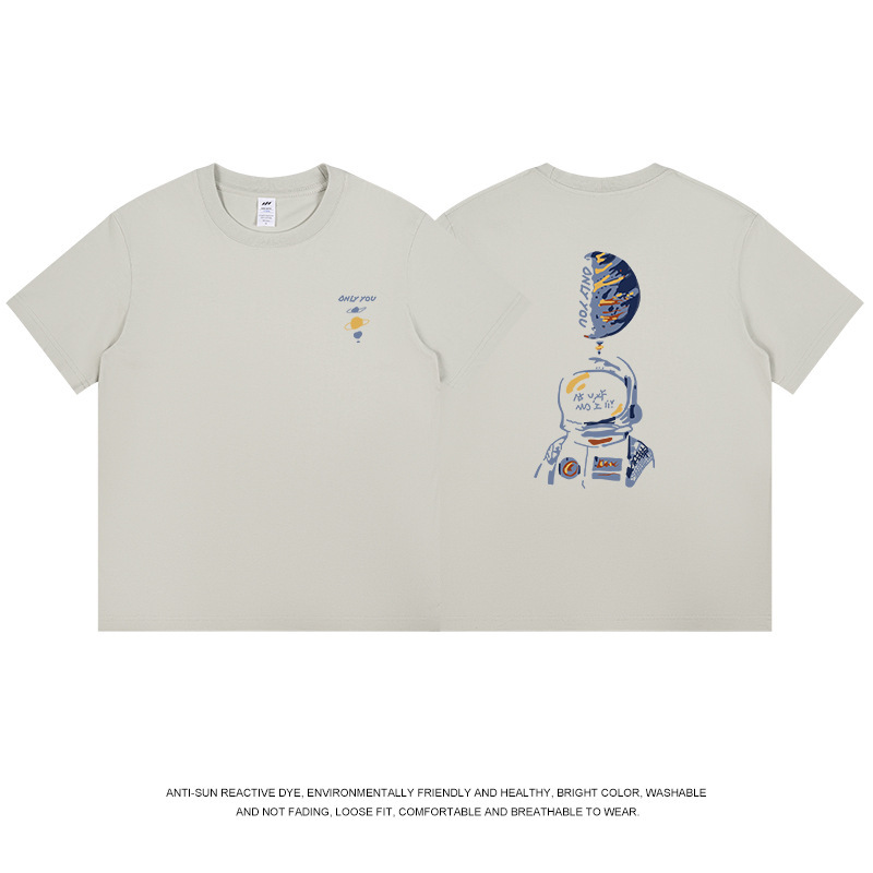 メンズファッションブランドマルチカラープリントTシャツ、男女兼用、夏用230gラウンドネック、ゆったりとした半袖、カジュアルで多用途なトップス、インズ|undefined