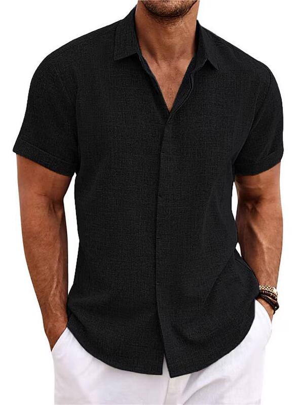 メンズリネン半袖tシャツゆるいスウェットソリッドカラー半袖綿麻シャツ男ビーチビッグサイズ男半袖シャツ|undefined