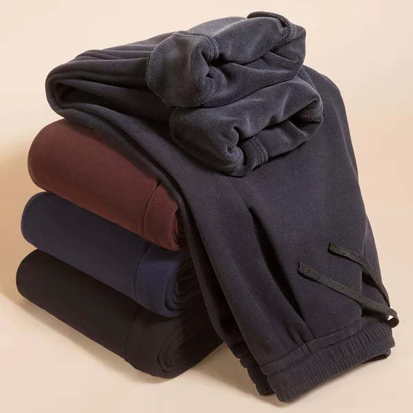 [Lamb Wool] Winter Cold-Proof Fleece-Lined Thickened Pants for Men, Warm Casual Sports Windproof Pants, Sweatpants, Plus Size