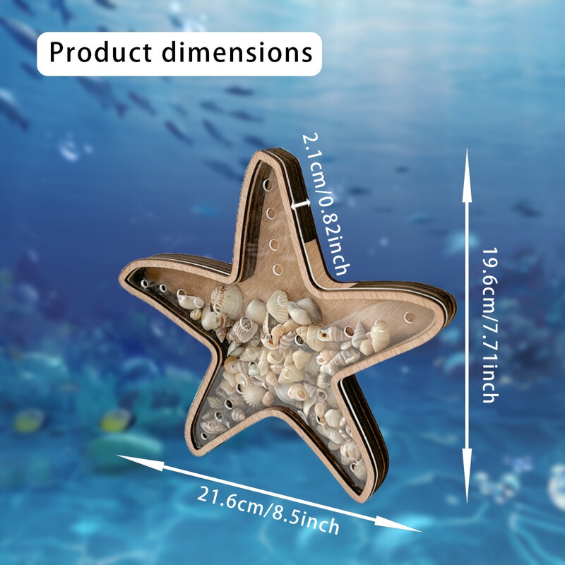 Cross-Border New Product Popular Wooden Crafts Personalized Creative Wooden Desktop Display Stand Starfish Ornament Display Box