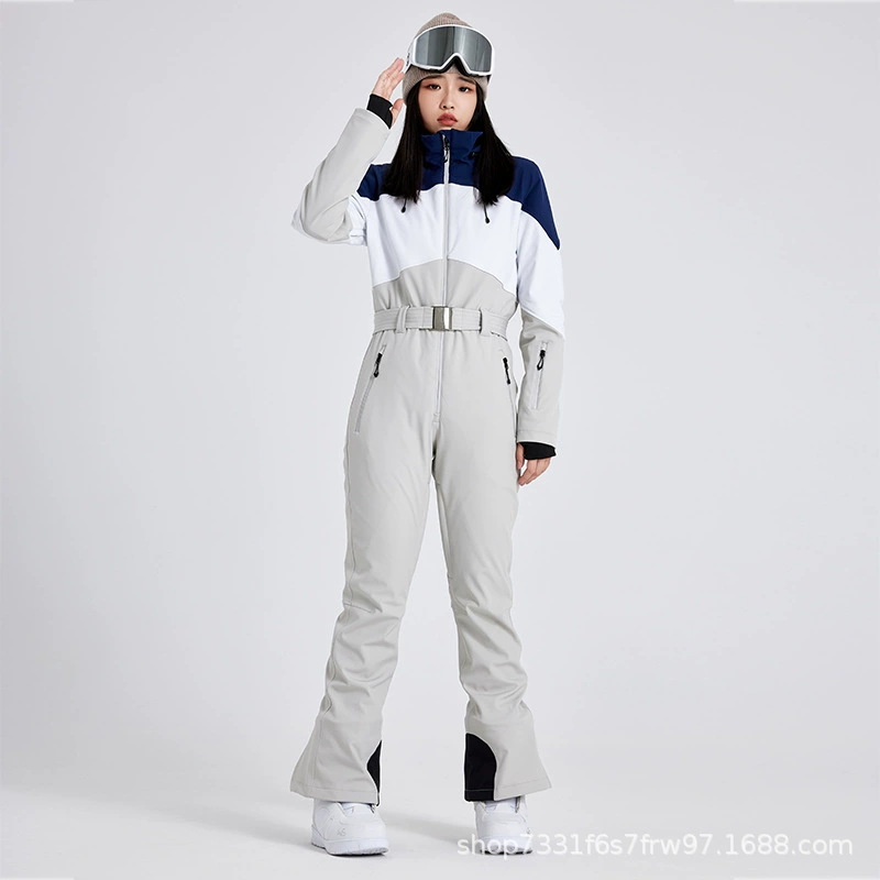 2023 Новый двухбортный лыжный костюм, цельный костюм, женский непромокаемый флисовый теплый тонкий лыжный костюм для похудения 730