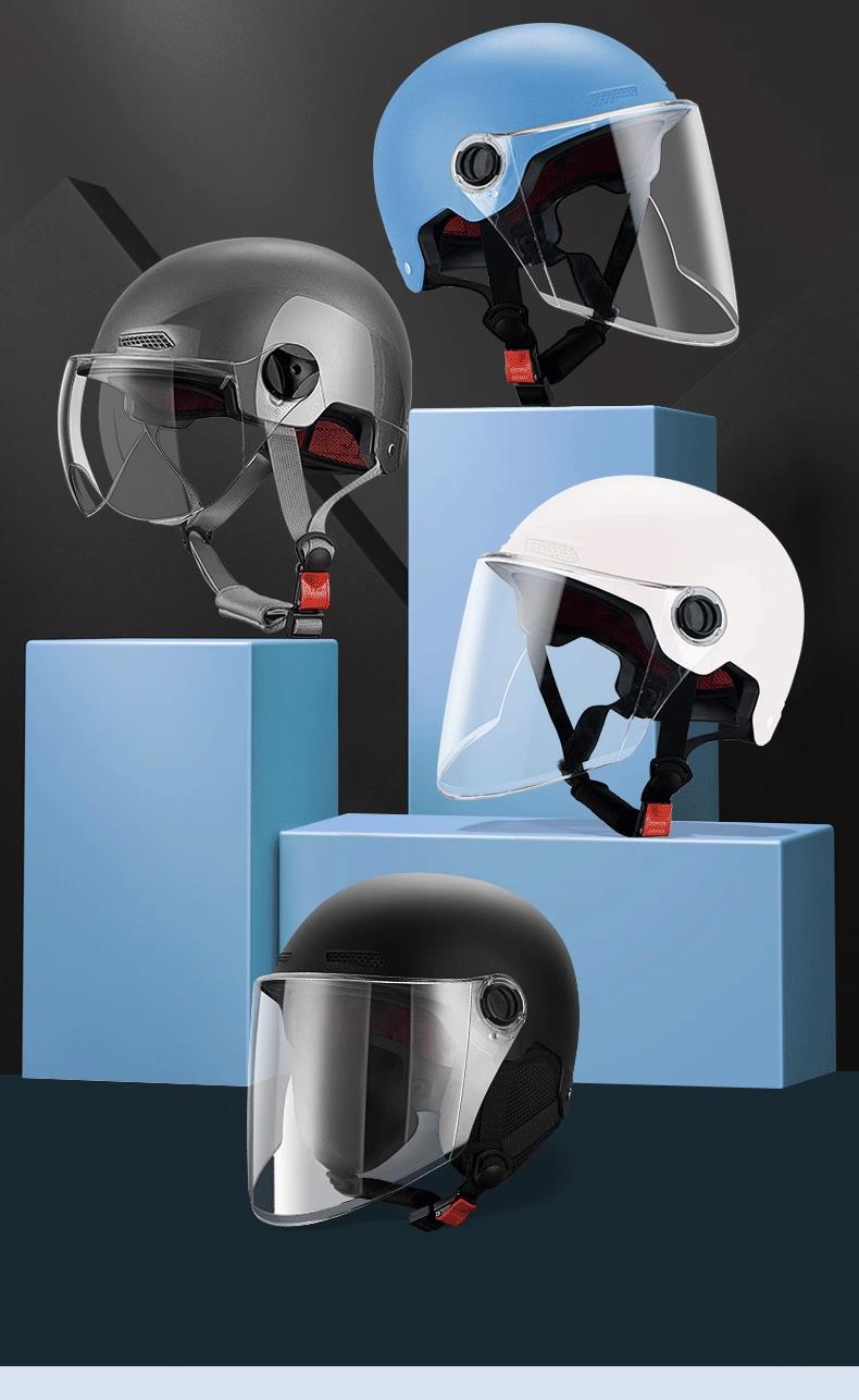 New national standard 3C certified electric motorcycle helmet for men and women, summer retro half helmet, breathable and lightweight helmet for all seasons