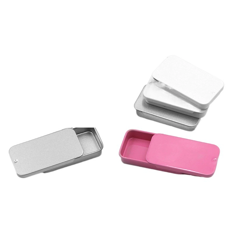 Жестяная коробка с раздвижной крышкой 60x34x11, квадратная металлическая коробка с выдвижной крышкой, упаковка для чайных конфет, маленькая железная коробка на складе